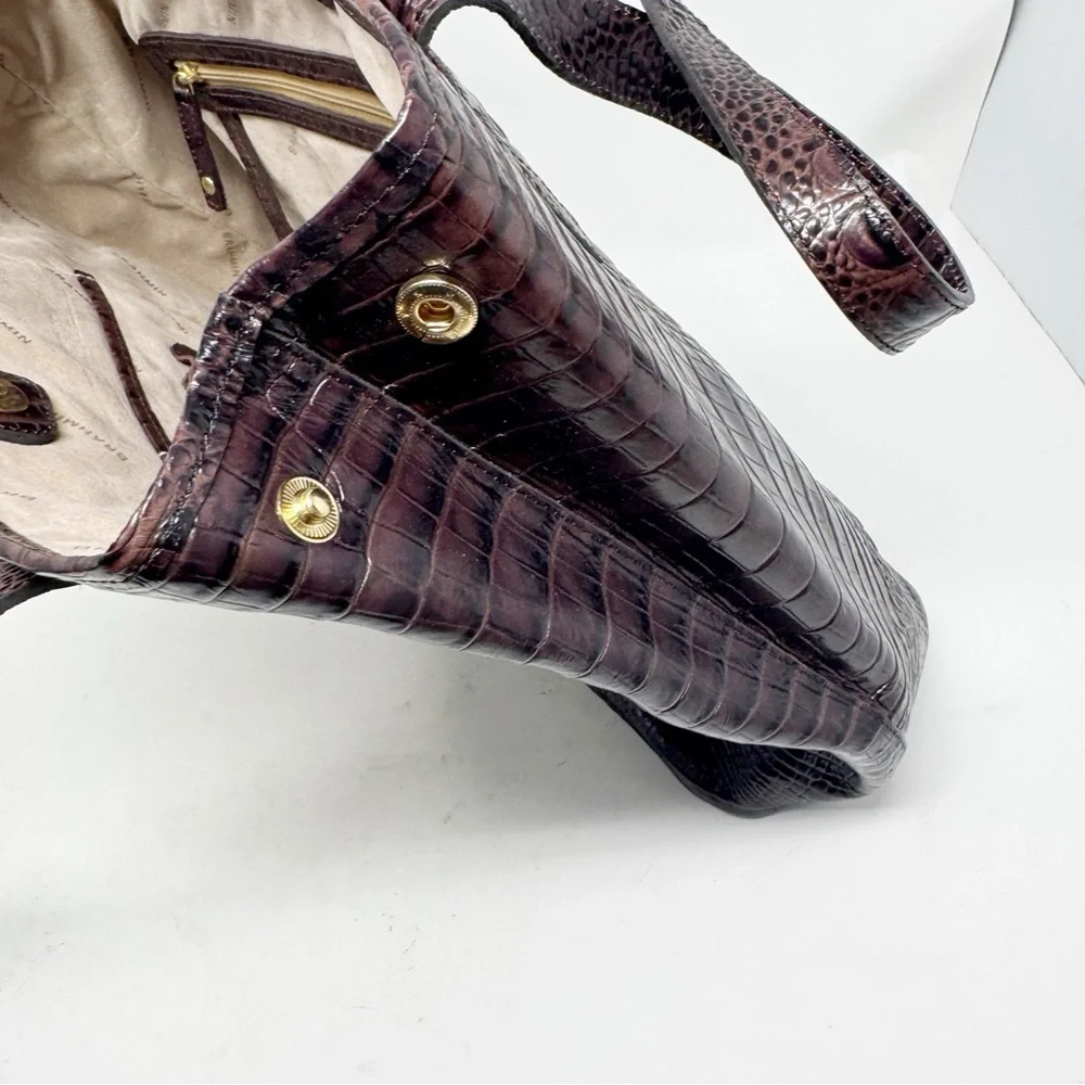 Brahmin Quartz Stanton Tote Pecan Melbourne Croc Leather NWOT